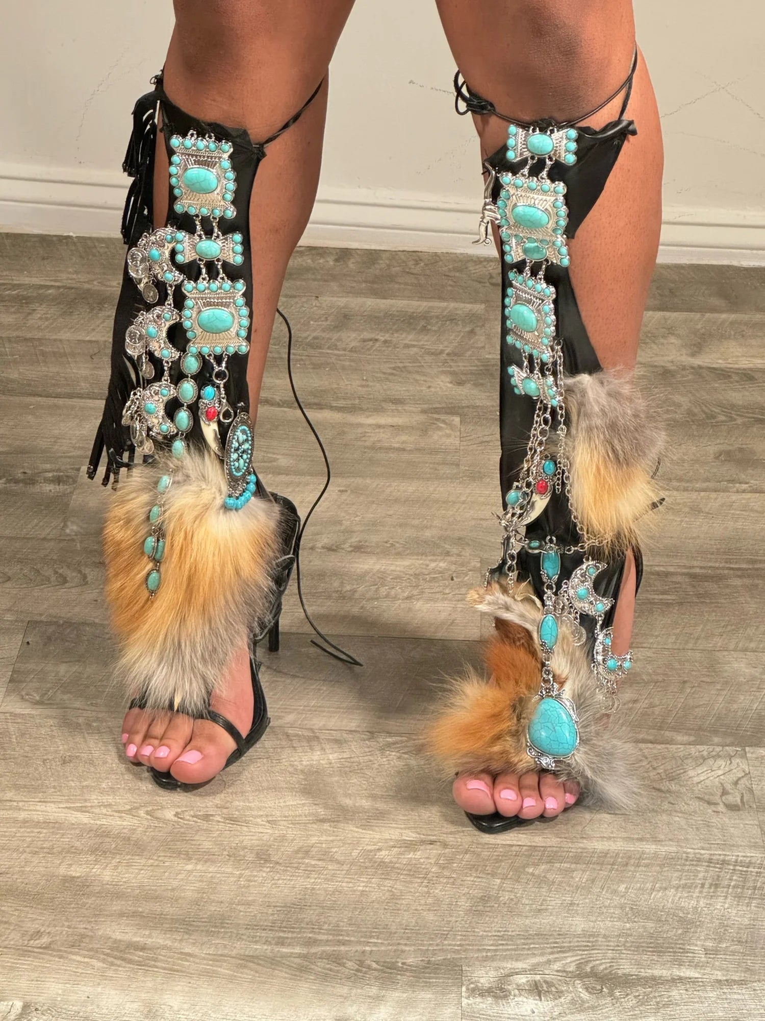 Turquoise Spirit Warrior Heels (MADE TO ORDER) image 0