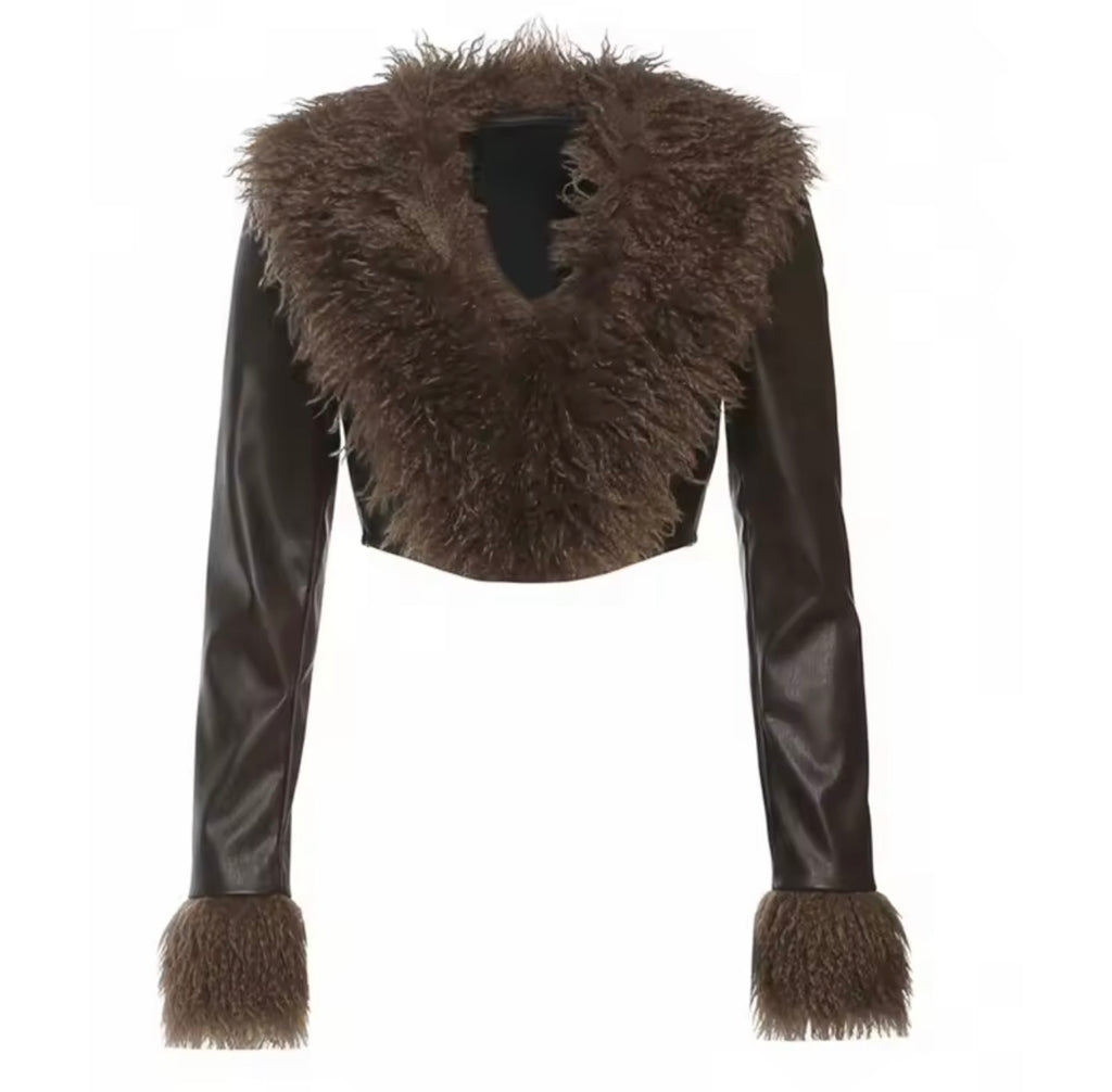 Luxe Fable Cropped Faux Leather Jacket image 2