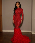 Crimson Crystal Siren Feather Gown image 0