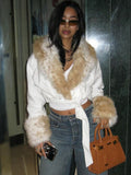 Snow Luxe Tie-Front Fur Collar Jacket image 0