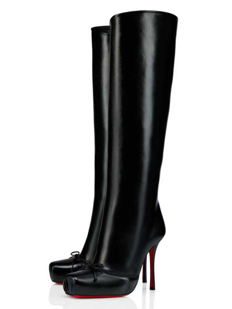 Velvet Bow High-Shine Stiletto Boots image 6