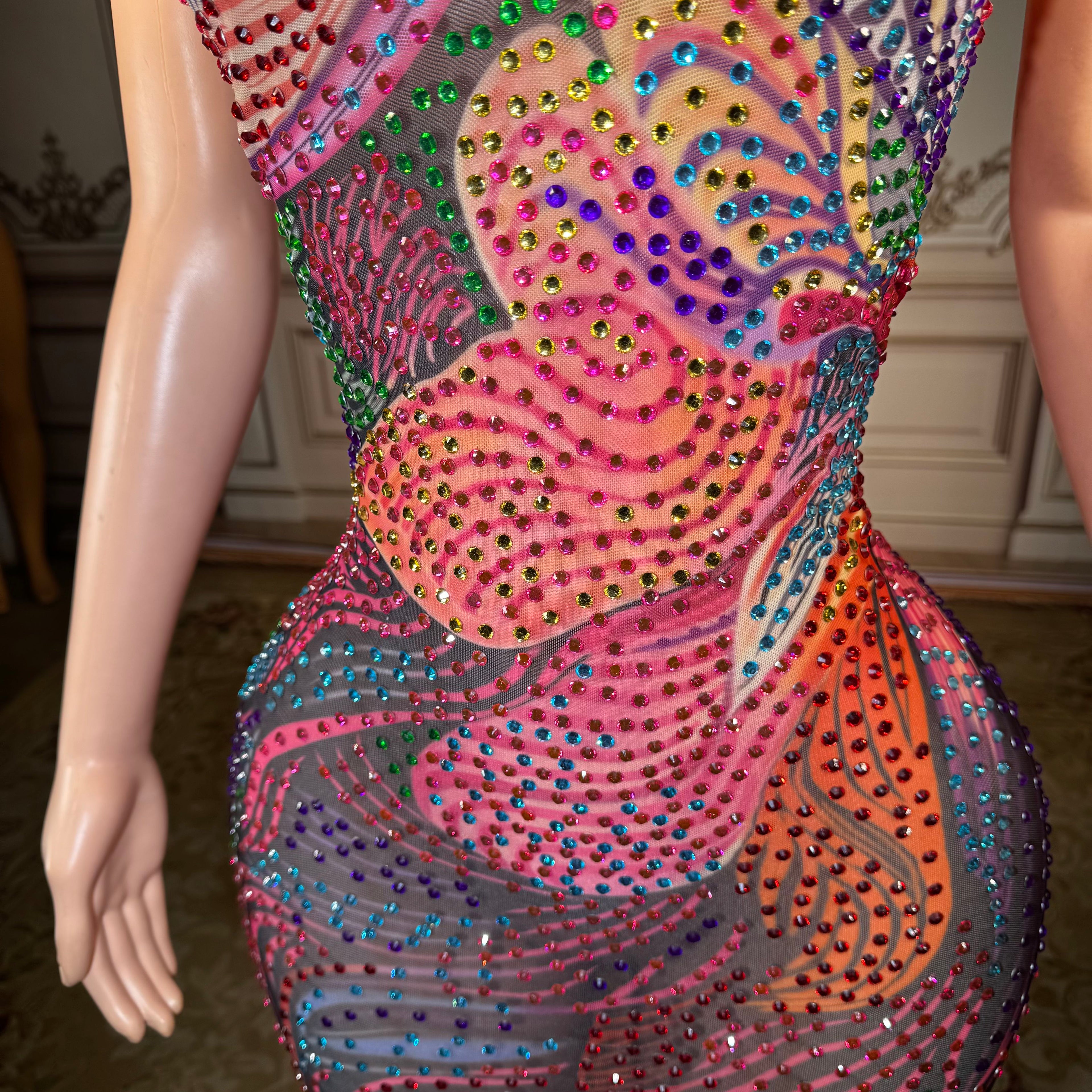 Cosmic Waves Mesh Maxi Gown image 6