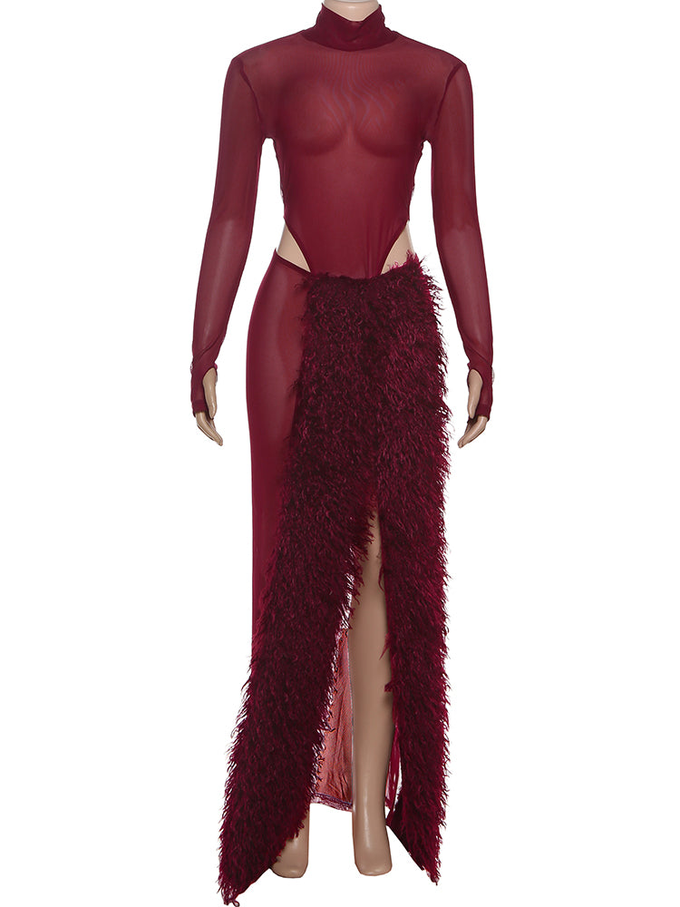 Velvet Inferno Feather Maxi Set image 1