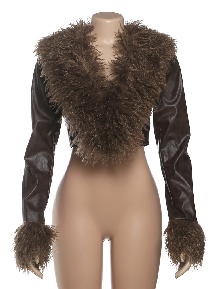 Luxe Fable Cropped Faux Leather Jacket image 1