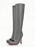 Velvet Bow High-Shine Stiletto Boots image 0