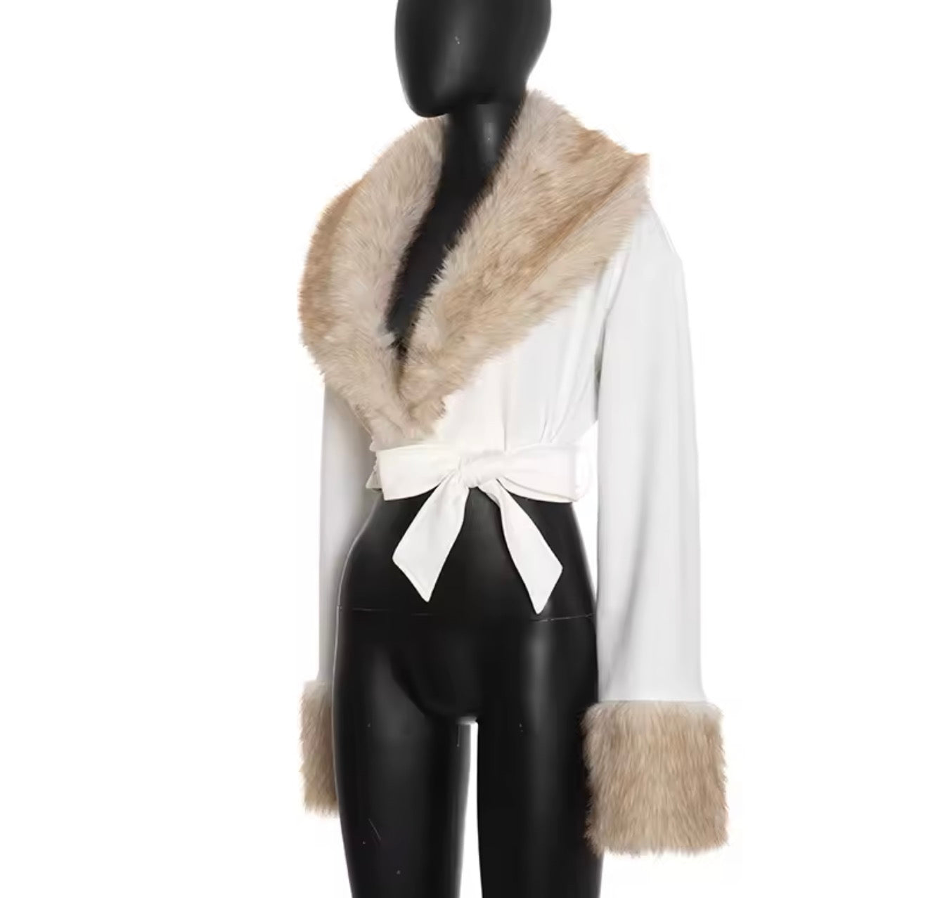 Snow Luxe Tie-Front Fur Collar Jacket image 2