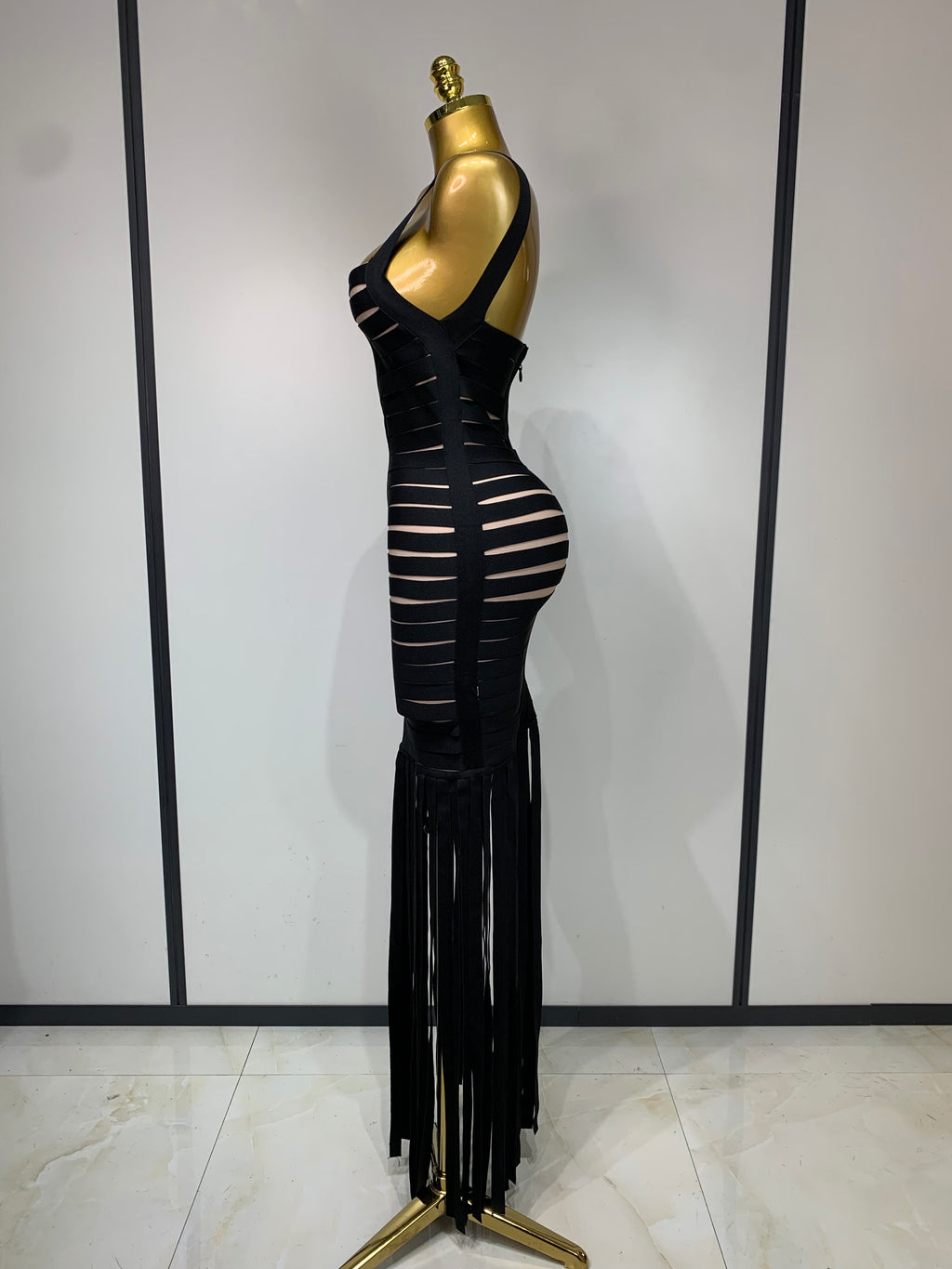 Midnight Fringe Seduction Maxi Dress  image 4
