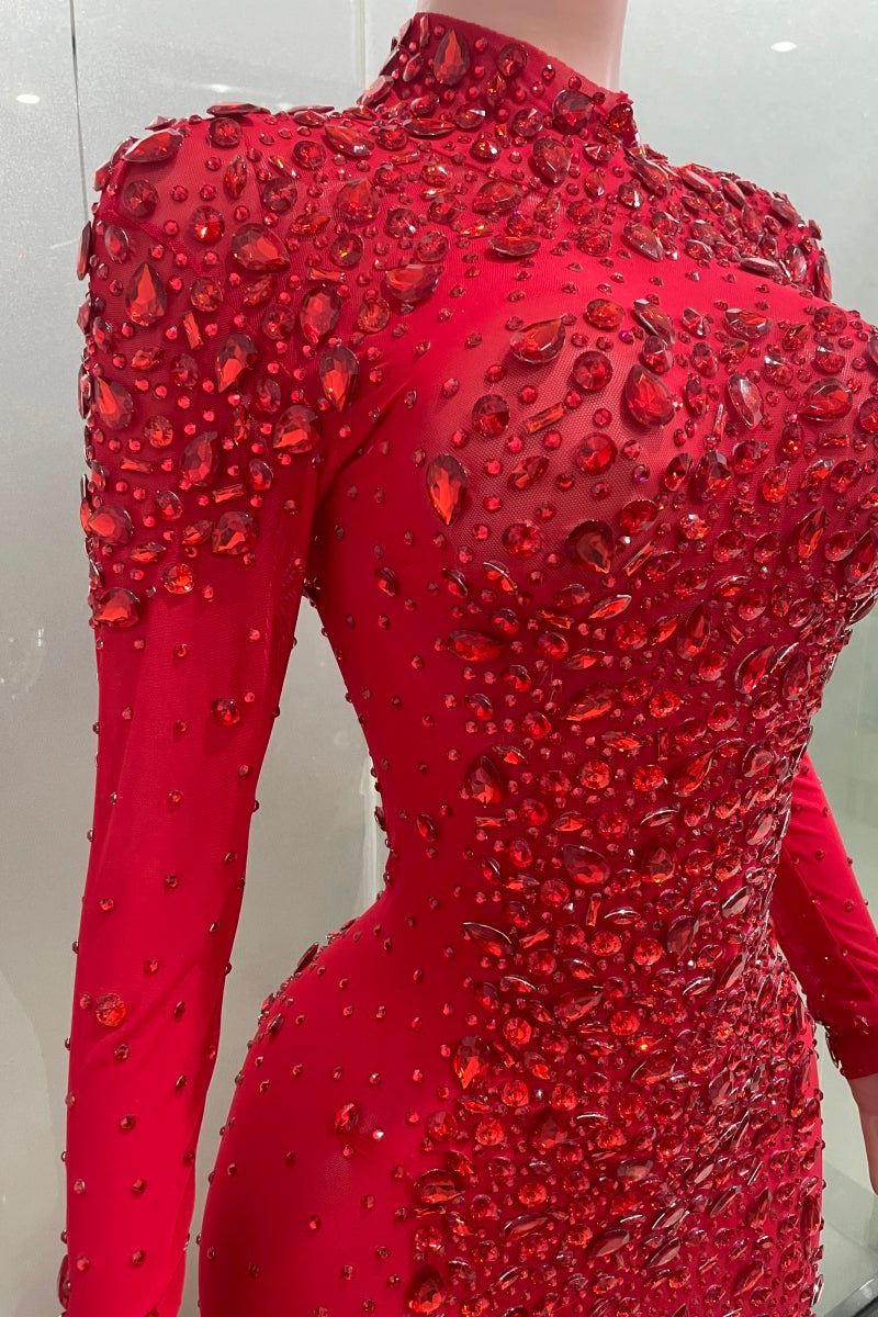 Crimson Crystal Siren Feather Gown image 4