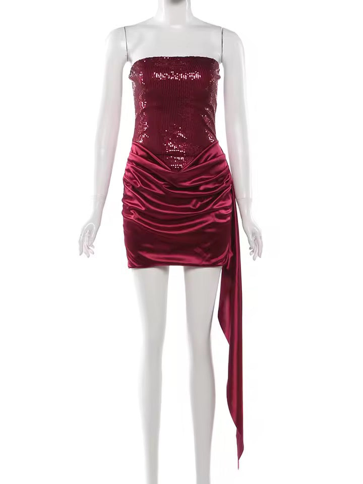 Velvet Siren Ribbon Ruche Mini Dress  image 2