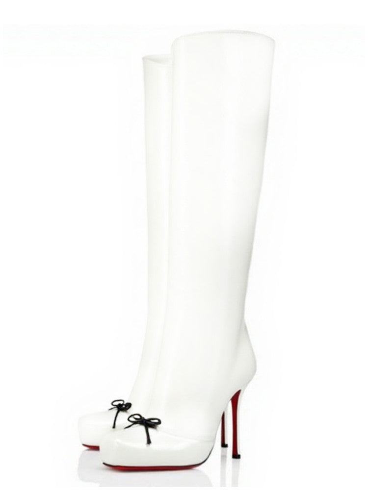 Velvet Bow High-Shine Stiletto Boots image 7